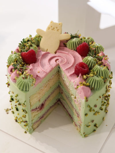 Pistachio Raspberry Cream Cake